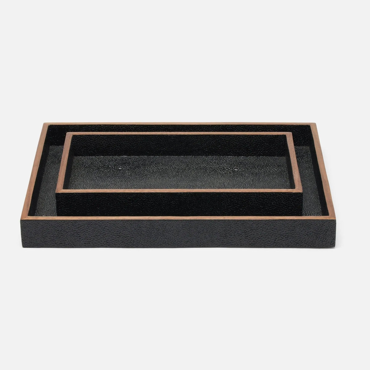 Pigeon and Poodle - PP005215 - Manchester Tray Set - Manchester - Black Realistic Faux Shagreen