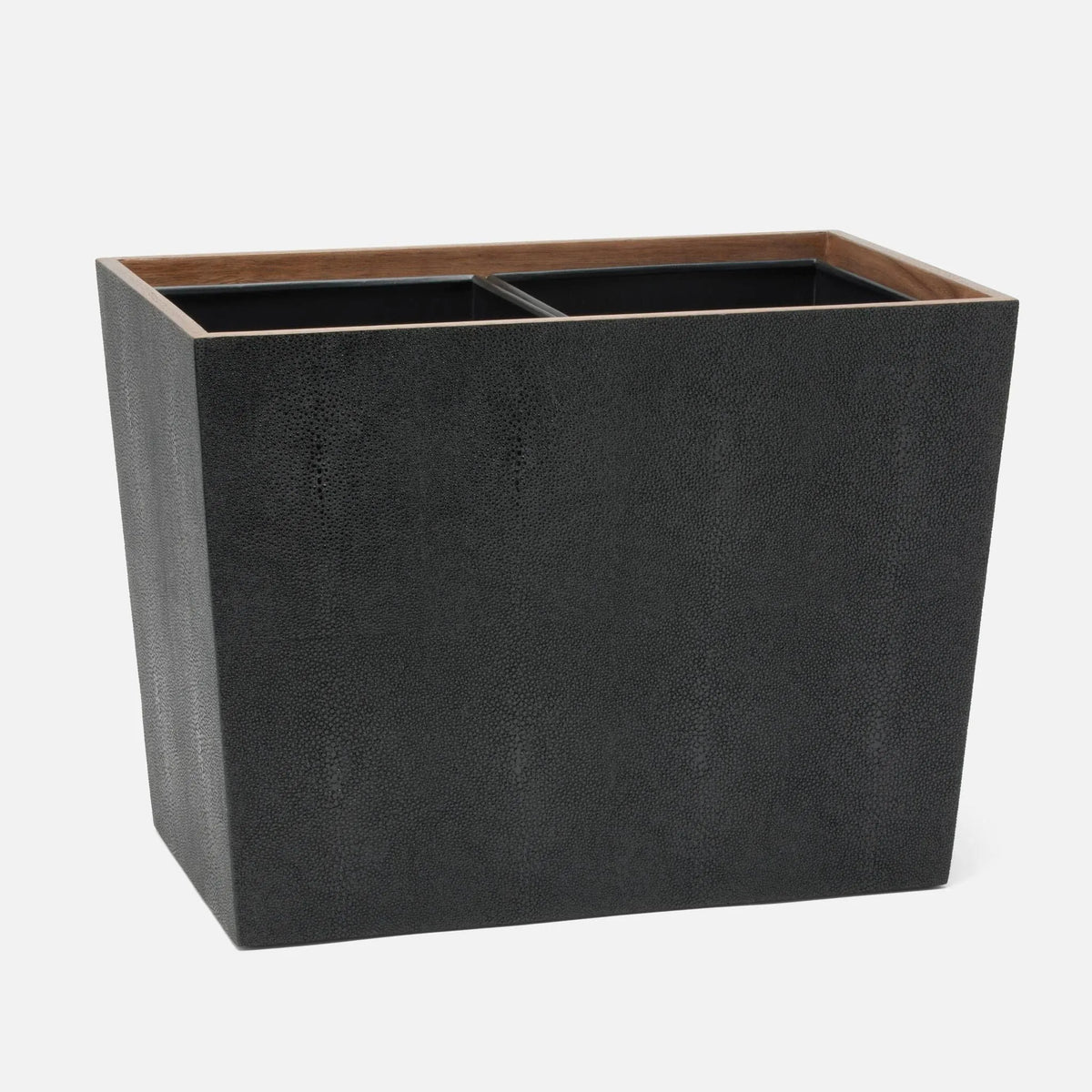 Pigeon and Poodle - PP005221 - Manchester Double Wastebasket - Manchester - Black Realistic Faux Shagreen