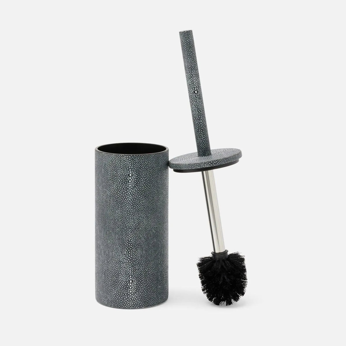 Pigeon and Poodle - PP007123 - Manchester Toilet Brush Holder - Manchester - Cool Gray Realistic Faux Shagreen