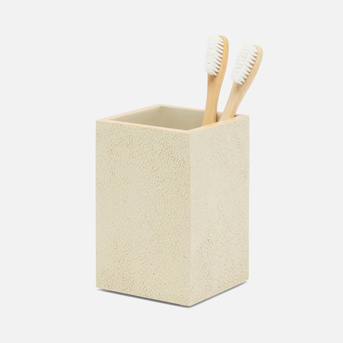 Pigeon and Poodle - PP000967 - Manchester Brush Holder - Manchester - Ivory Realistic Faux Shagreen