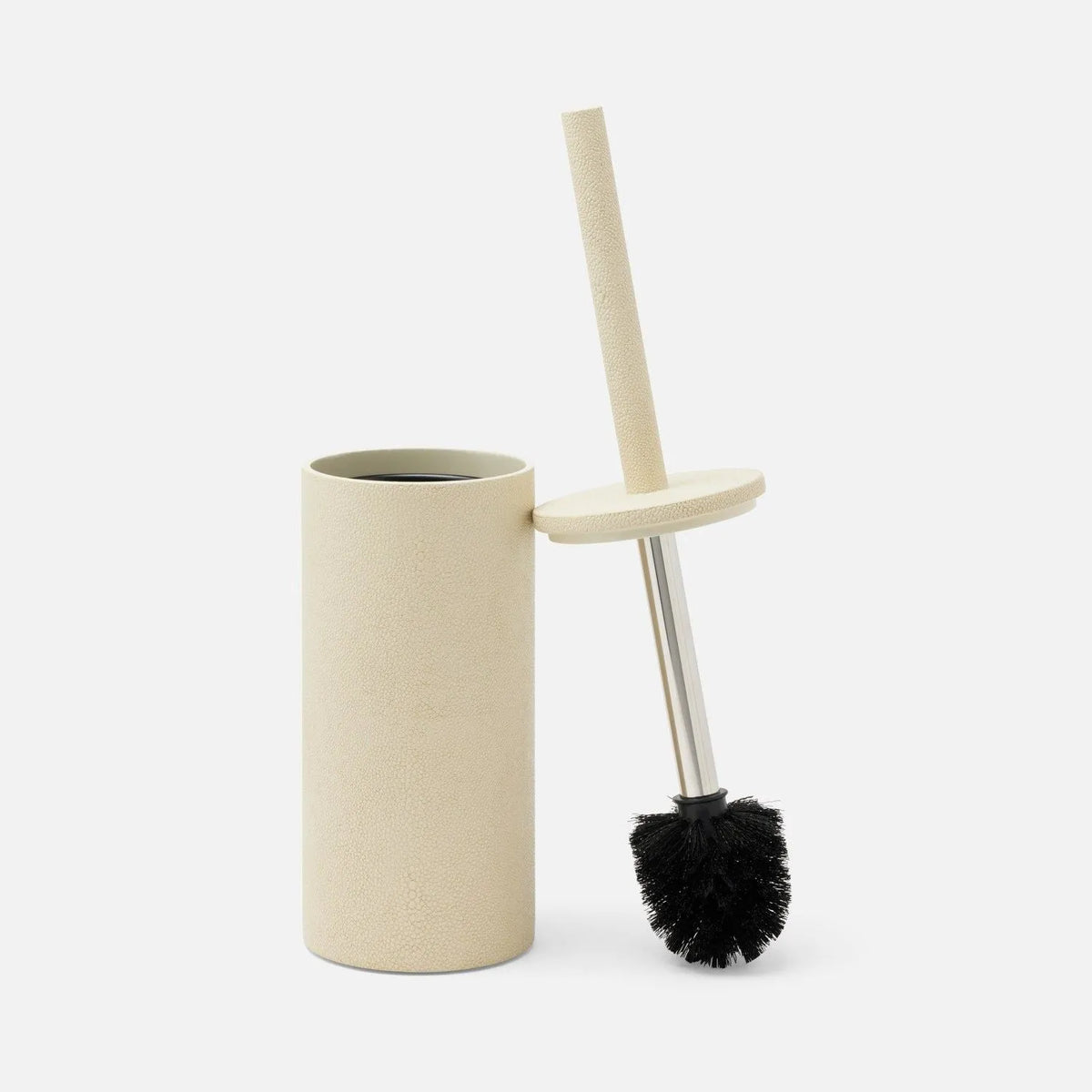 Pigeon and Poodle - PP007130 - Manchester Toilet Brush Holder - Manchester - Ivory Realistic Faux Shagreen