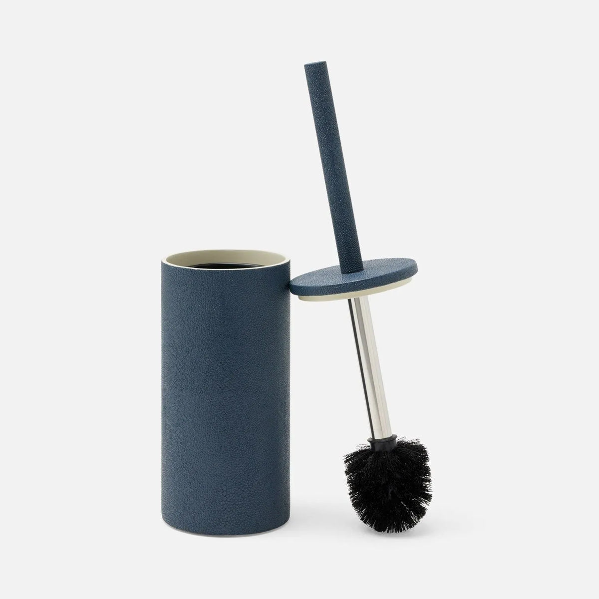 Pigeon and Poodle - PP007126 - Manchester Toilet Brush Holder - Manchester - Navy Realistic Faux Shagreen