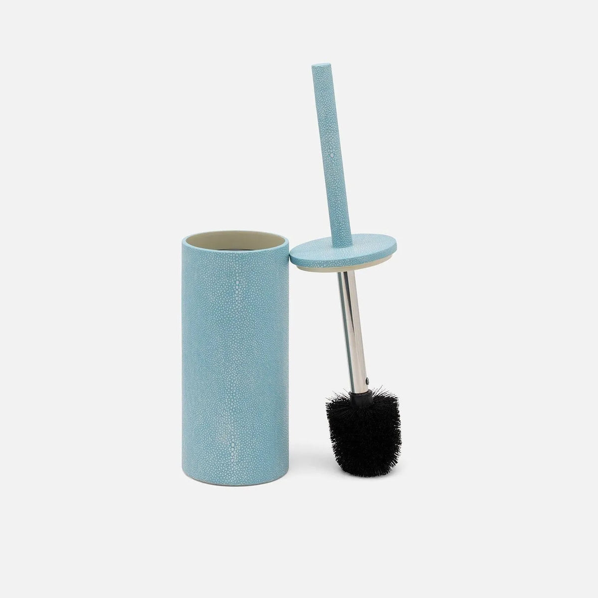 Pigeon and Poodle - PP007641 - Manchester Toilet Brush Holder - Manchester - Powder Blue Realistic Faux Shagreen