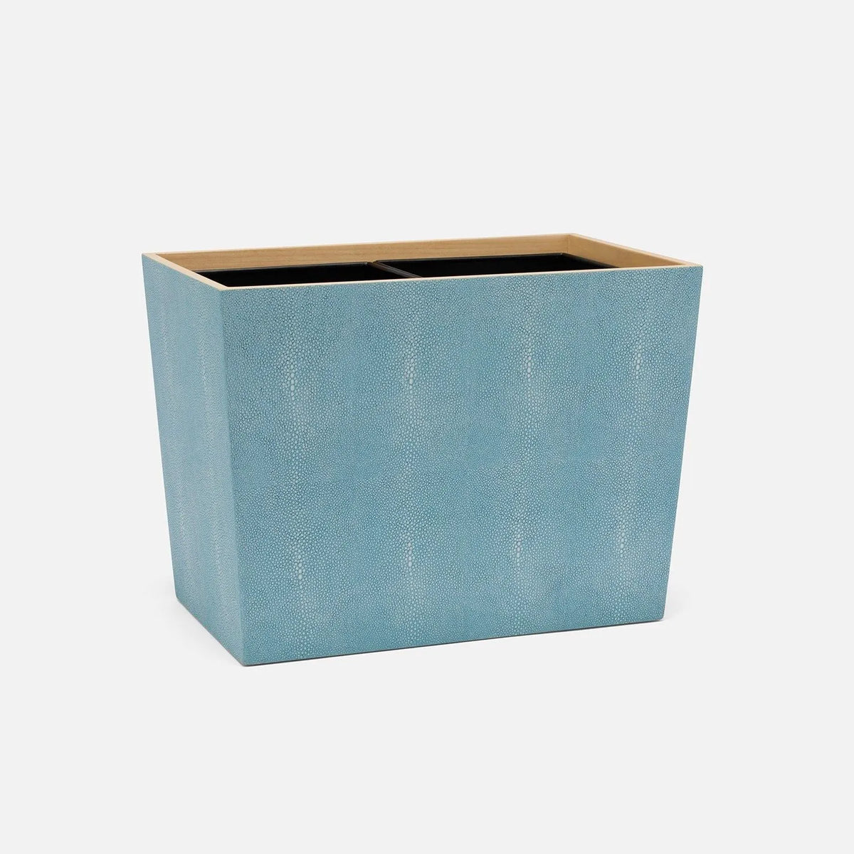 Pigeon and Poodle - PP007640 - Manchester Double Wastebasket - Manchester - Powder Blue Realistic Faux Shagreen