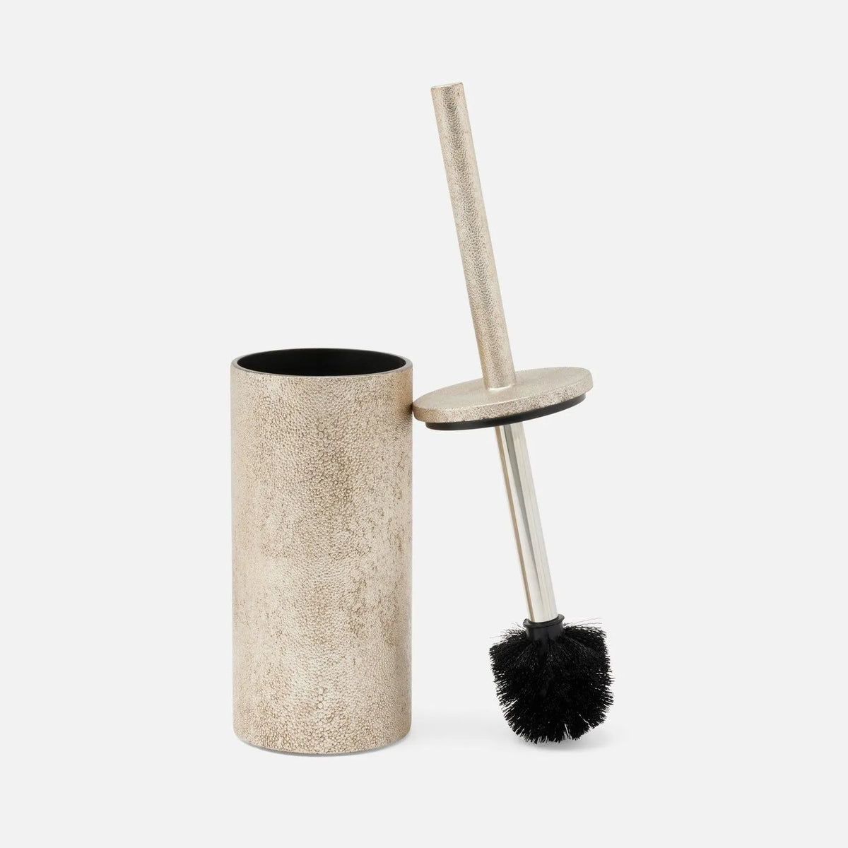 Pigeon and Poodle - PP007127 - Manchester Toilet Brush Holder - Manchester - Warm Silver Realistic Faux Shagreen