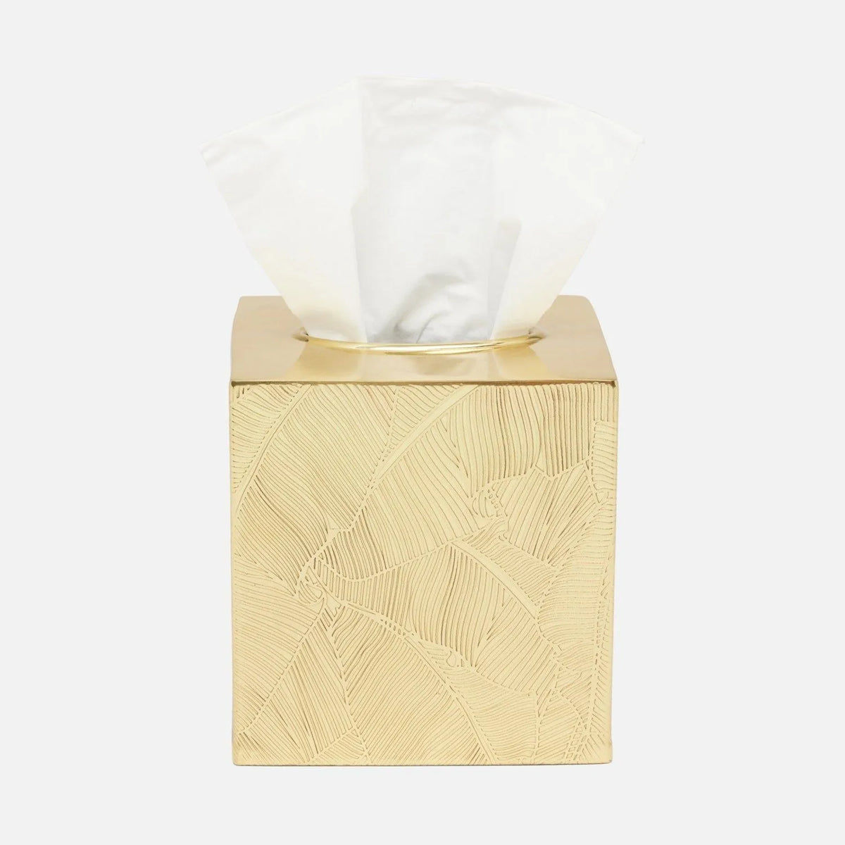 Pigeon and Poodle - PP007063 - Mancora Tissue Box - Mancora - Shiny Brass Etched Brass