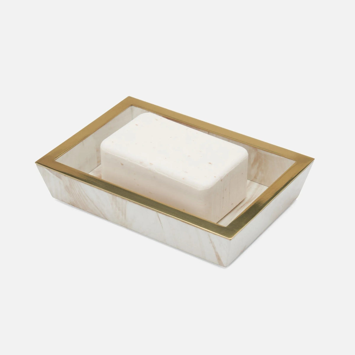 Pigeon and Poodle - PP005025 - Palermo II Soap Dish - Palermo - Natural Faux Clamstone with Brass