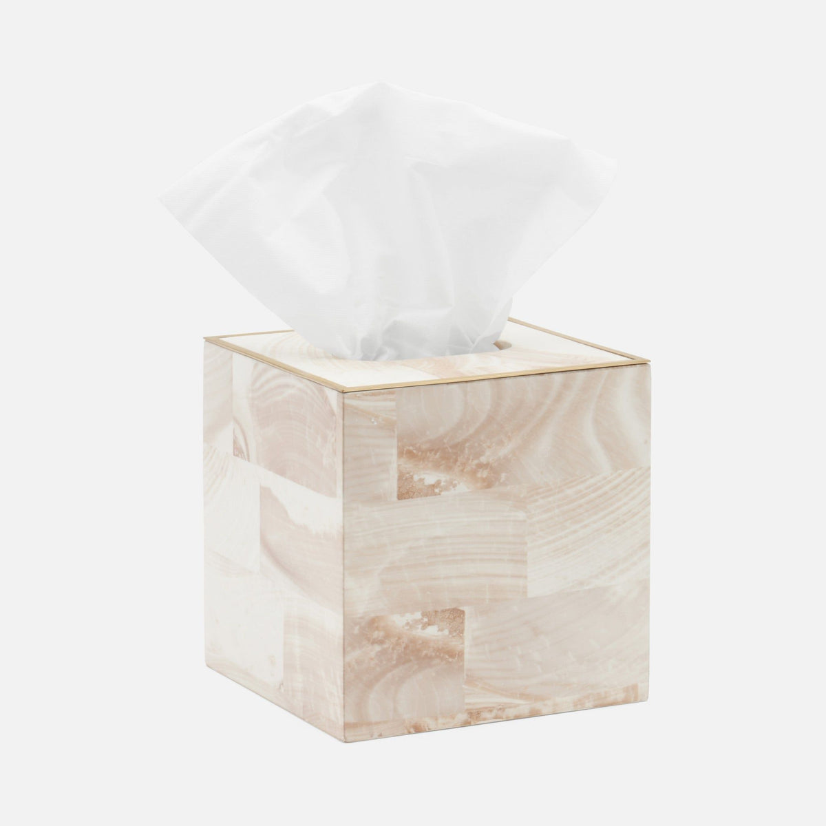 Pigeon and Poodle - PP005030 - Palermo II Tissue Box - Palermo - Natural Faux Clamstone with Brass