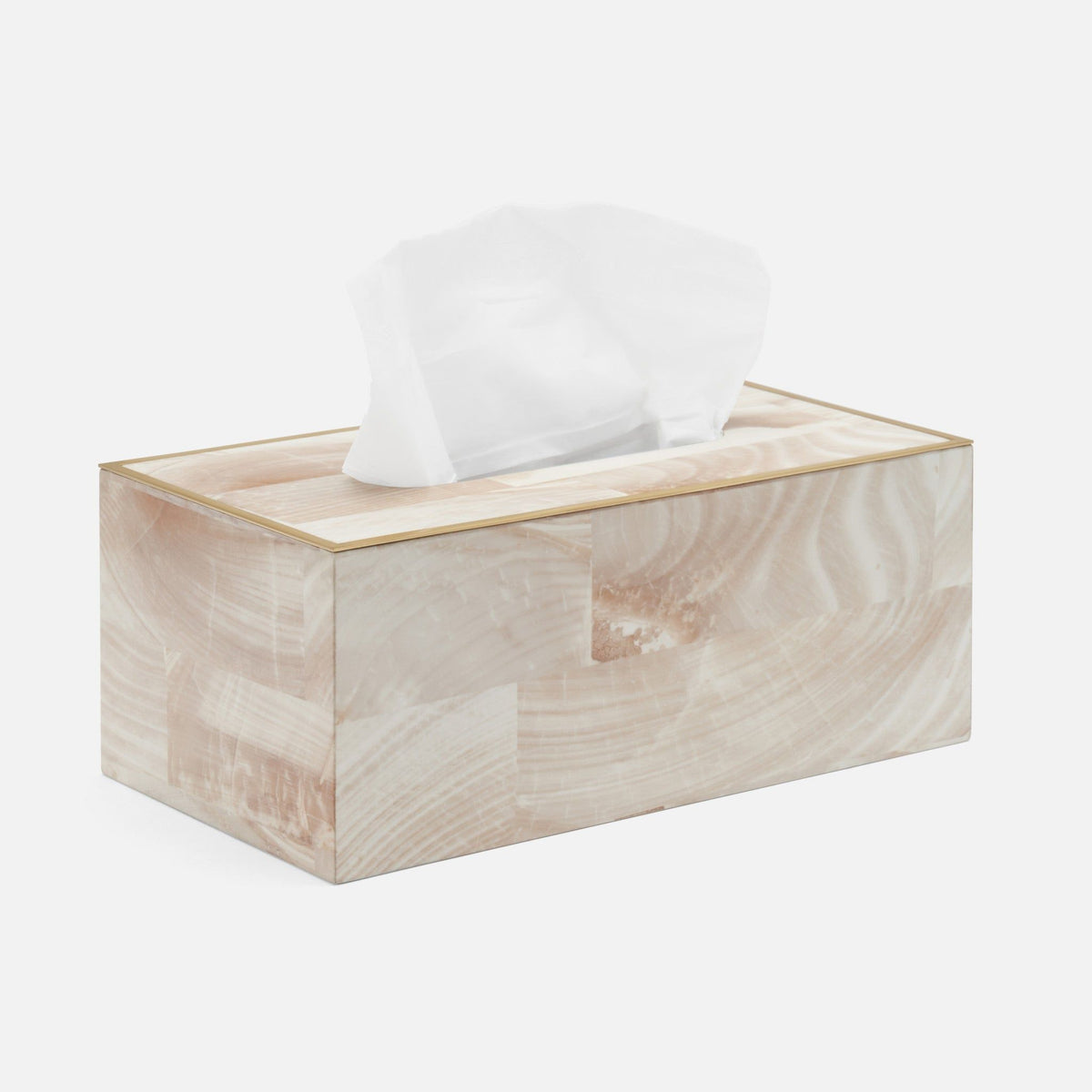 Pigeon and Poodle - PP005029 - Palermo II Tissue Box - Palermo - Natural Faux Clamstone with Brass