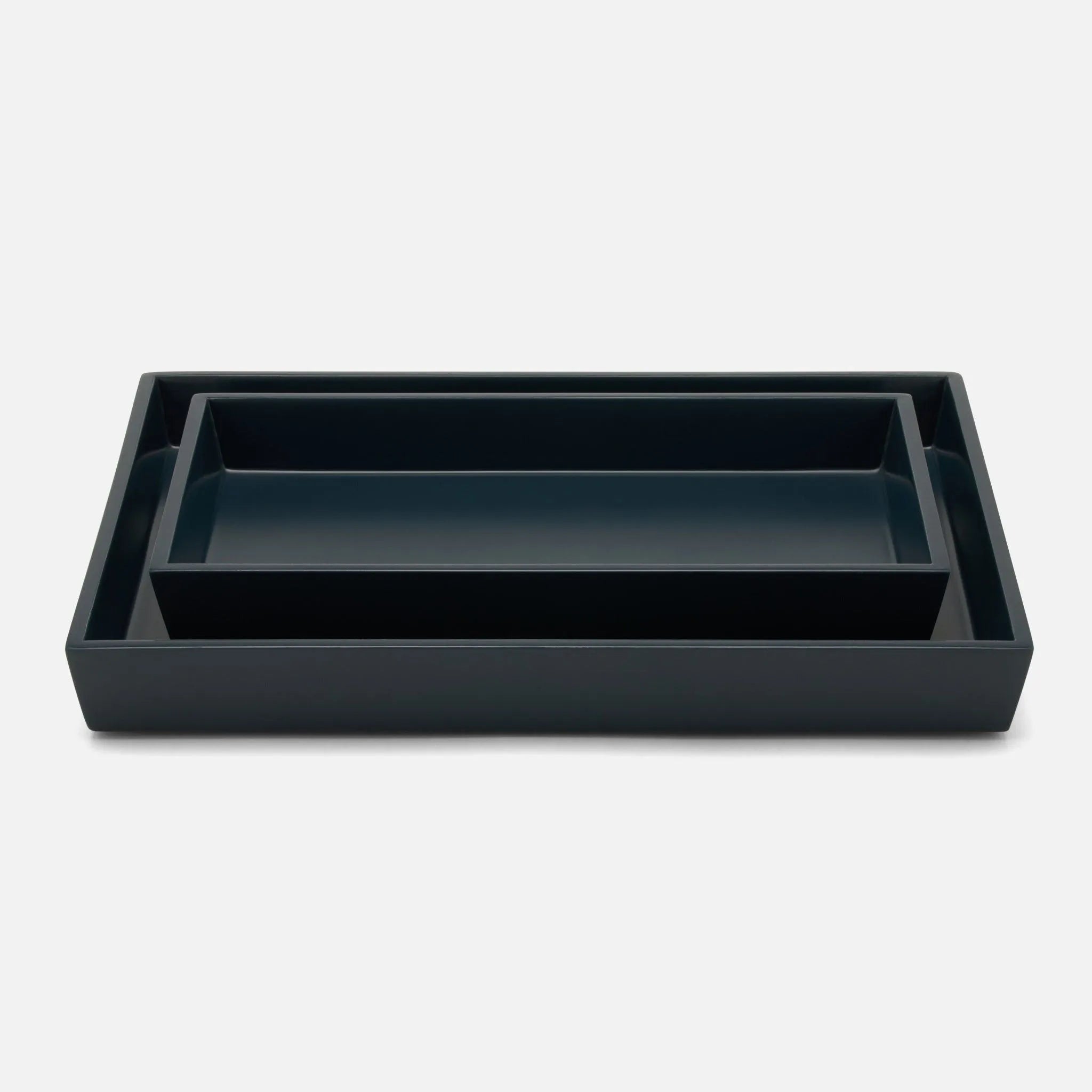 Pigeon and Poodle - PP004574 - Quincy Tray Set - Quincy - Matte Navy Lacquered Wood