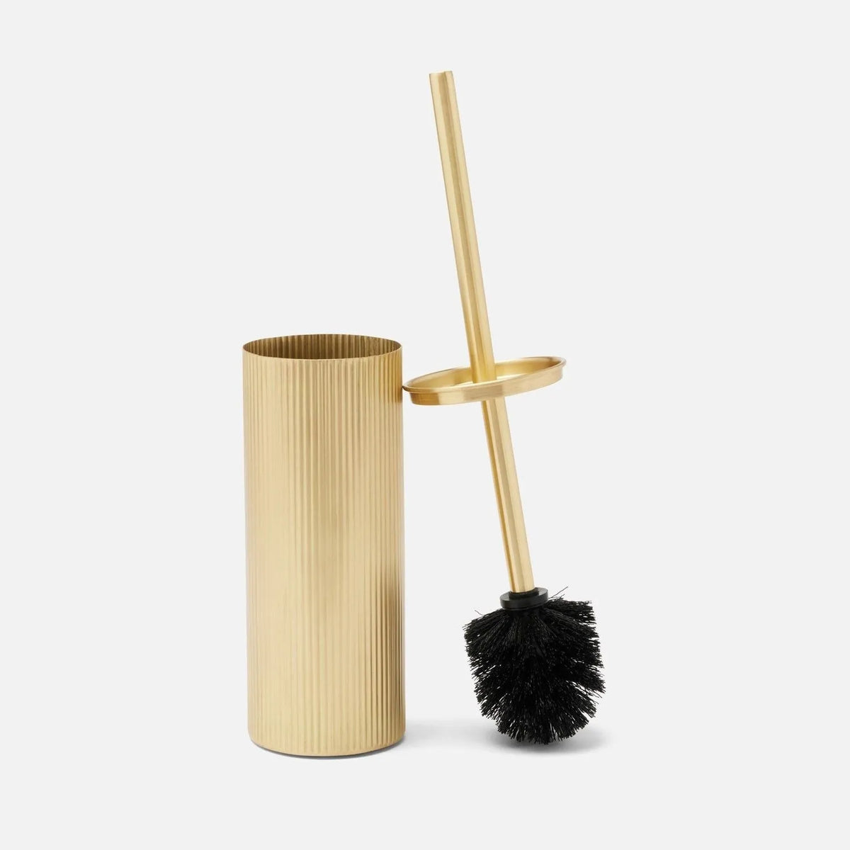 Pigeon and Poodle - PP007135 - Redon Toilet Brush Holder - Redon - Antique Brass Ribbed Metal