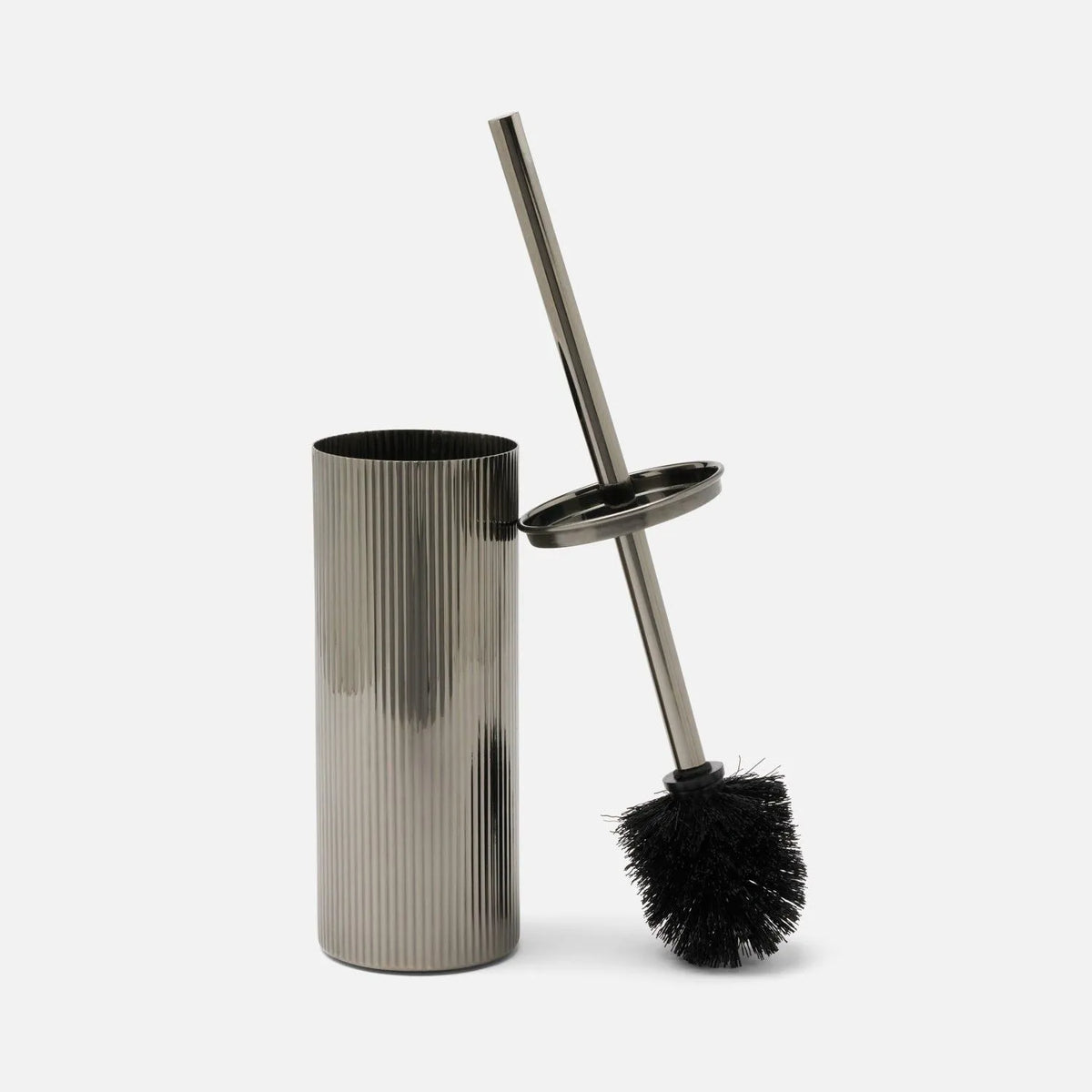 Pigeon and Poodle - PP007134 - Redon Toilet Brush Holder - Redon - Black Nickel Ribbed Metal