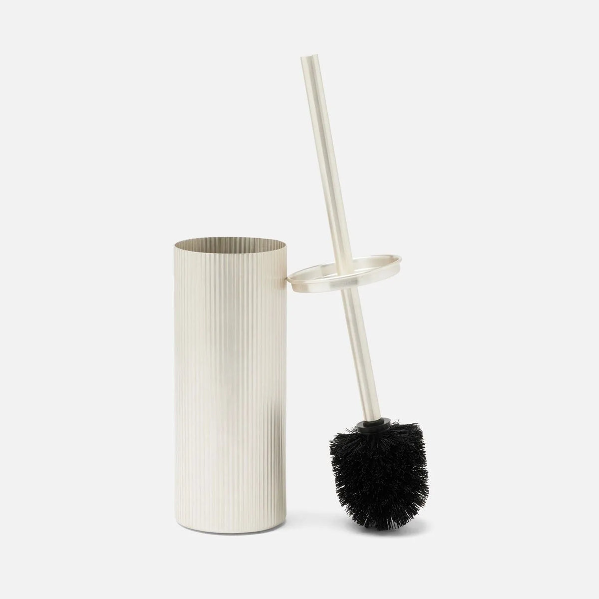 Pigeon and Poodle - PP007133 - Redon Toilet Brush Holder - Redon - Matte Silver Ribbed Metal