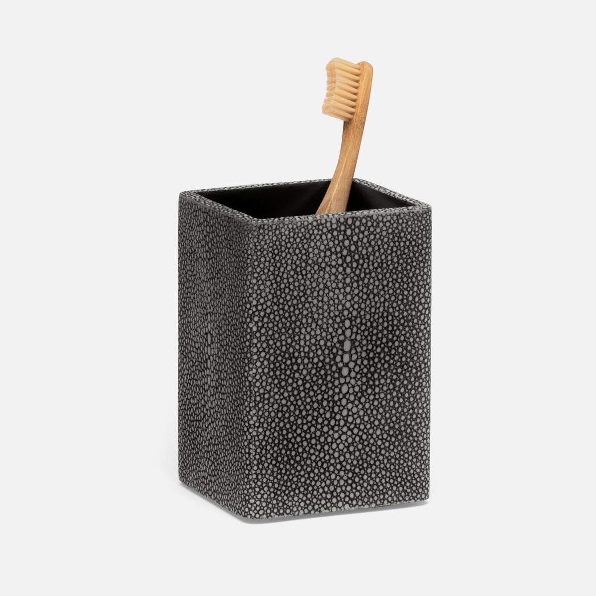 Pigeon and Poodle - PP004588 - Tenby Brush Holder - Tenby - Cool Gray Realistic Faux Shagreen