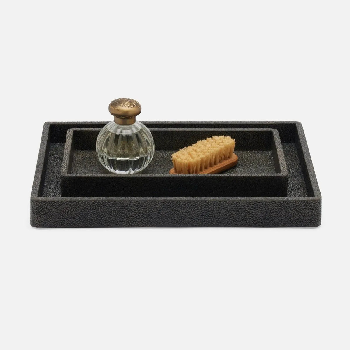 Pigeon and Poodle - PP005900 - Tenby Tray Set - Tenby - Dark Mushroom Realistic Faux Shagreen