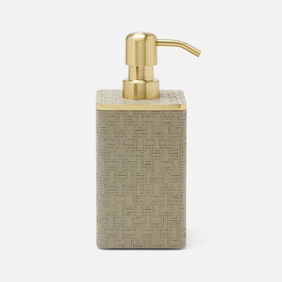 Pigeon and Poodle - PP007104 - Veria Soap Pump - Veria - Shiny White Realistic Faux Rattan/Gold Brass