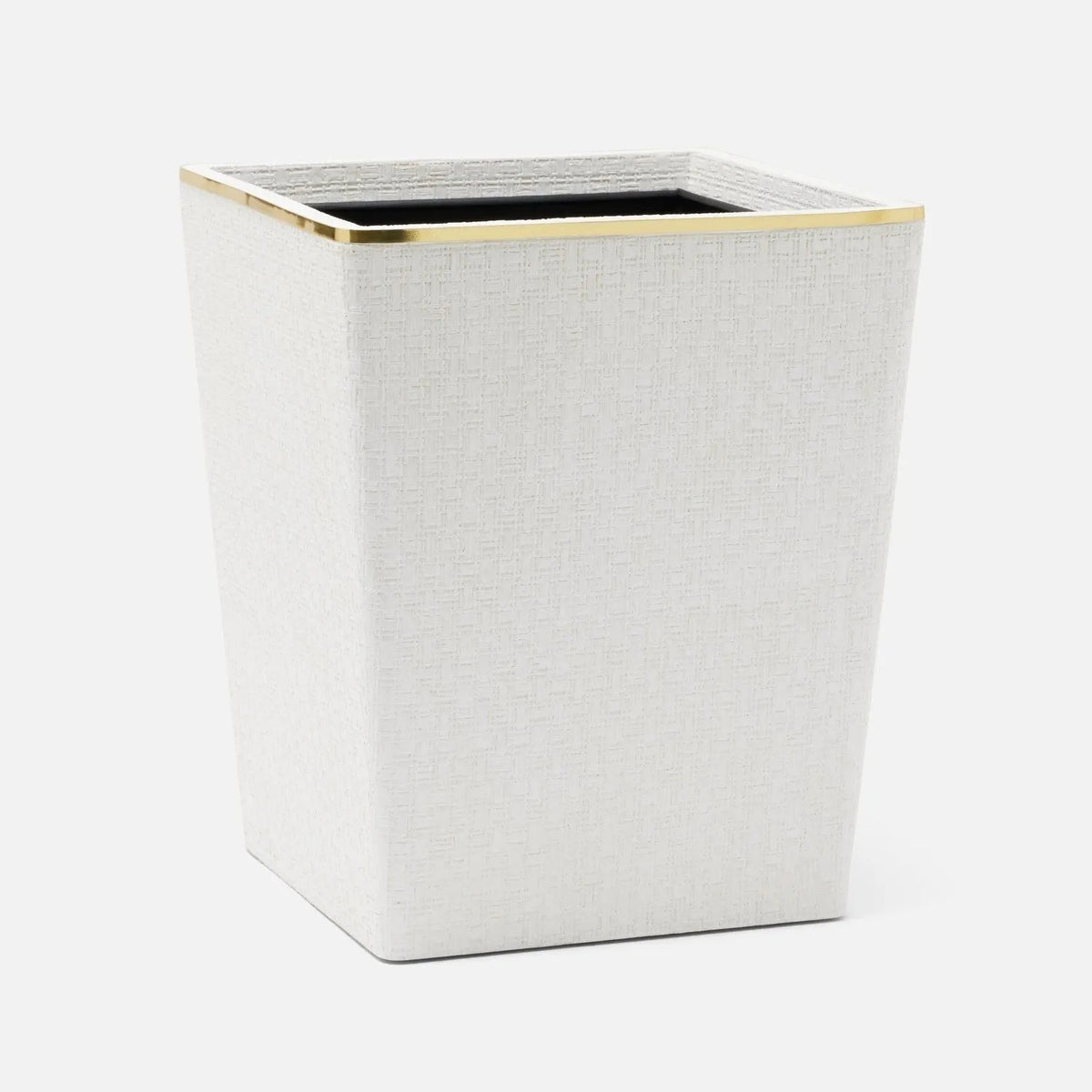 Pigeon and Poodle - PP007105 - Veria Wastebasket - Veria - Shiny White Realistic Faux Rattan/Gold Brass