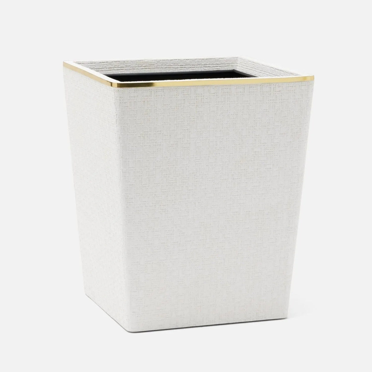 Pigeon and Poodle - PP007106 - Veria Wastebasket - Veria - Shiny White Realistic Faux Rattan/Gold Brass