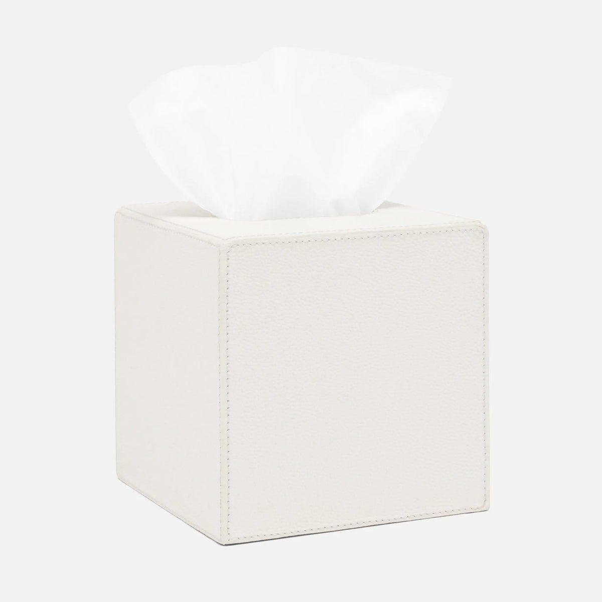 Pigeon and Poodle - PP005706 - Victoria Tissue Box - Victoria - White Full-Grain Leather