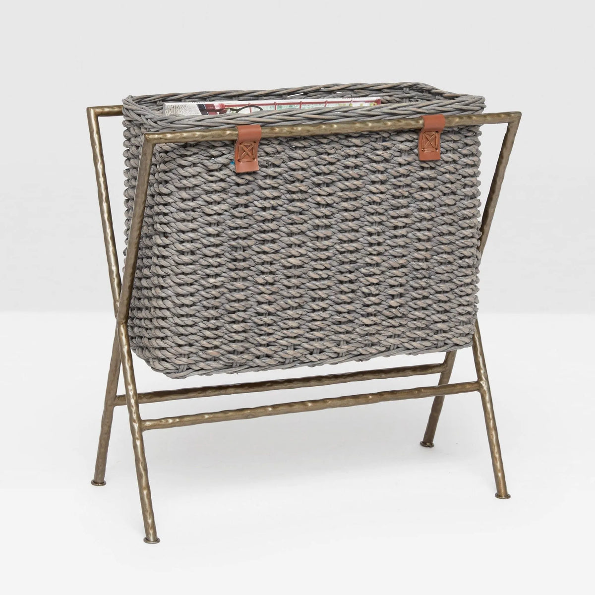 Pigeon and Poodle - PP002064 - Hemley Magazine Rack - Hemley - Gray Woven Seagrass