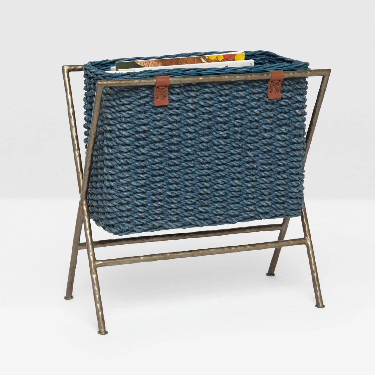 Pigeon and Poodle - PP002066 - Hemley Magazine Rack - Hemley - Navy Woven Seagrass