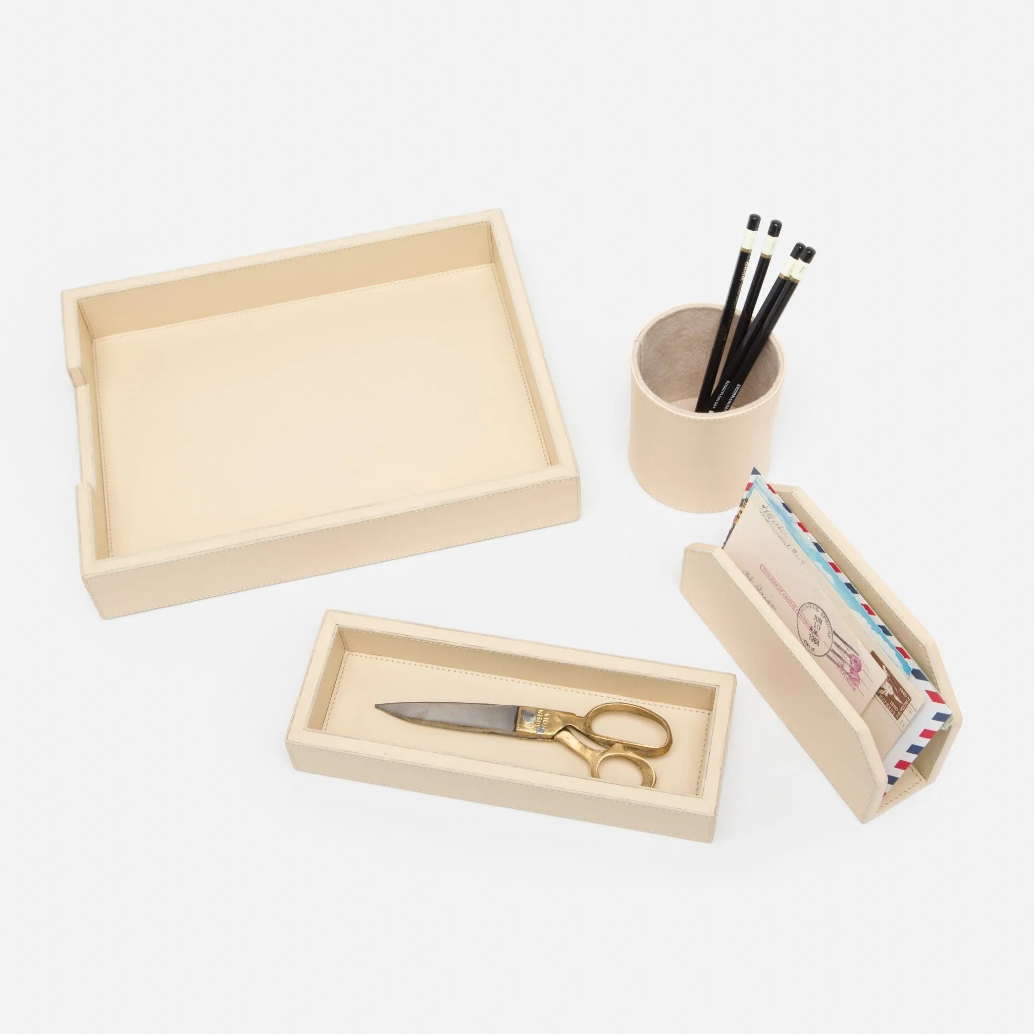 Pigeon and Poodle - PP002161 - Orsett Accessory Set - Orsett - Cream Full-Grain Leather