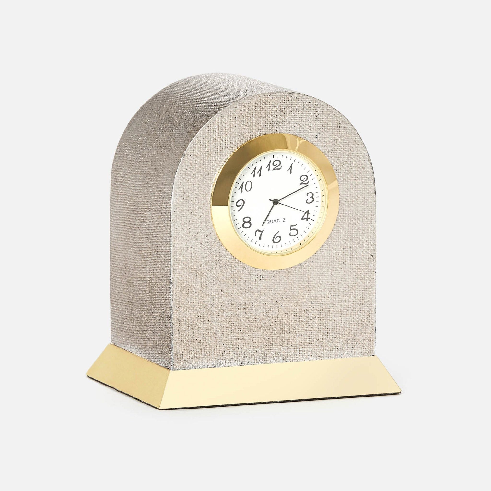 Pigeon and Poodle - PP002186 - Siena Clock - Siena - Warm Silver Faux Linen