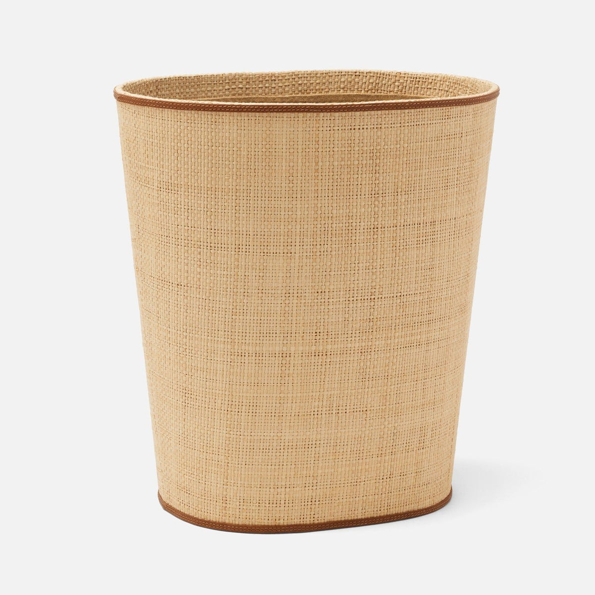 Pigeon and Poodle - PP007285 - Hanford Wastebasket - Hanford - Natural Raffia/Saddle Leather