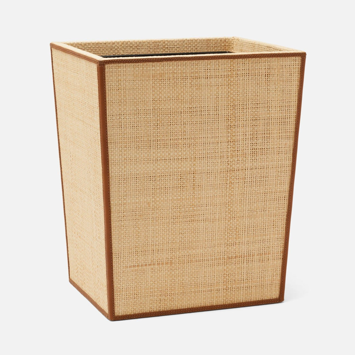 Pigeon and Poodle - PP007284 - Hanford Wastebasket - Hanford - Natural Raffia/Saddle Leather