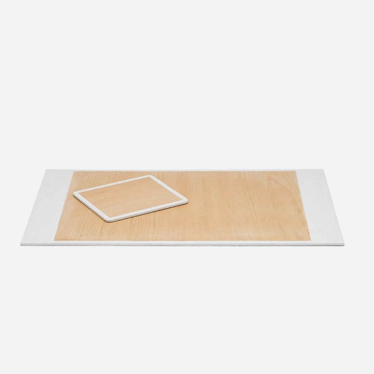 Pigeon and Poodle - PP006484 - Rosewell Desk Blotter Set - Rosewell - Shiny White Realistic Faux Rattan/Sycamore Wood Veneer