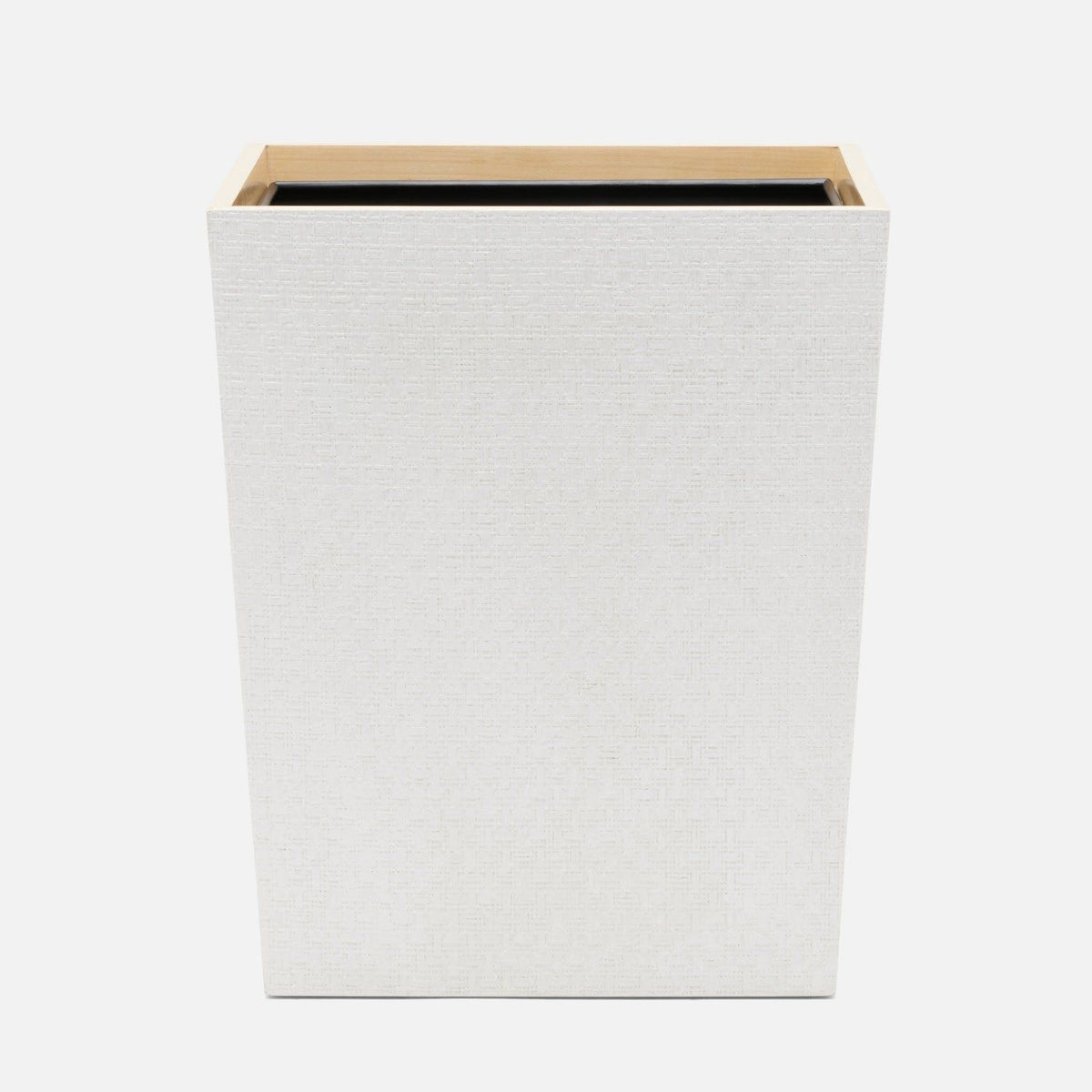 Pigeon and Poodle - PP006614 - Rosewell Wastebasket - Rosewell - Shiny White Realistic Faux Rattan/Sycamore Wood Veneer