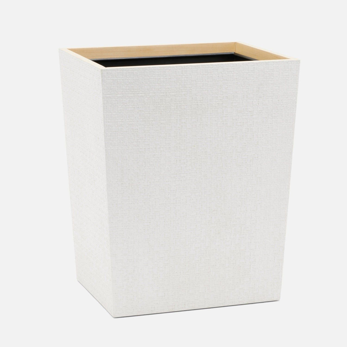 Pigeon and Poodle - PP006492 - Rosewell Wastebasket - Rosewell - Shiny White Realistic Faux Rattan/Sycamore Wood Veneer