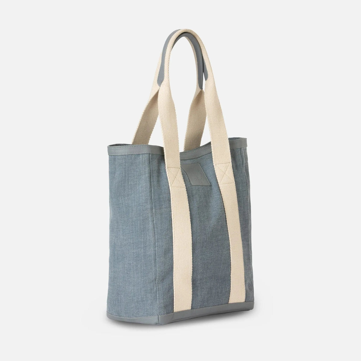 Pigeon and Poodle - PP004446 - Pierre Market Tote Bag - Pierre - Light Blue Cotton Jute/Dusty Blue Full-Grain Leather