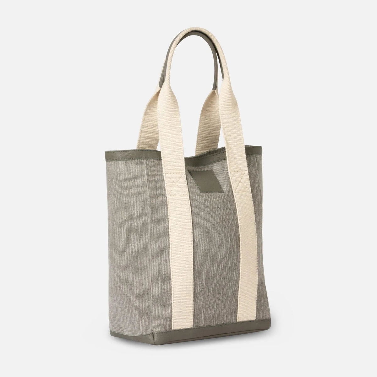 Pigeon and Poodle - PP004447 - Pierre Market Tote Bag - Pierre - Light Gray Cotton Jute/Dusty Gray Full-Grain Leather