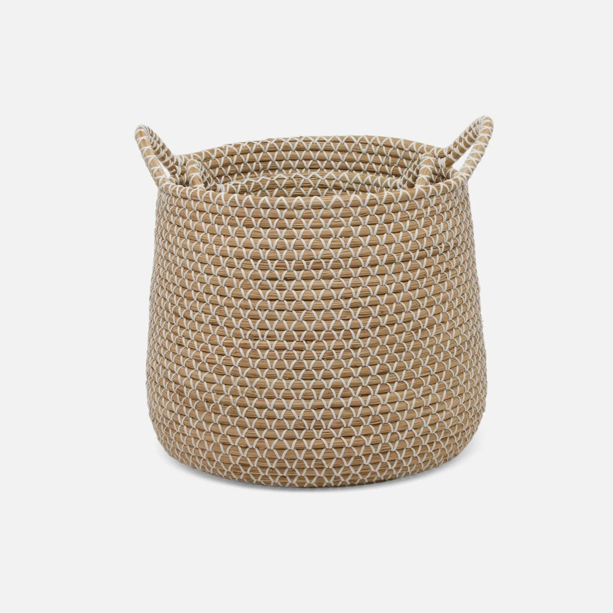 Pigeon and Poodle - PP005687 - Kendari Round Basket - Kendari - White/Natural Seagrass