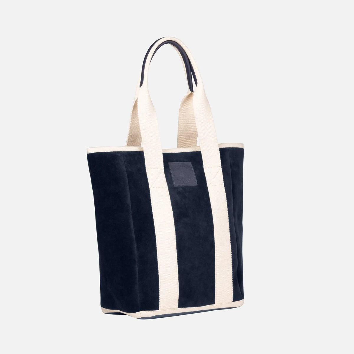 Pigeon and Poodle - PP004638 - Quebec Velvet Shopping Tote - Quebec - Dark Navy Velvet/Full-Grain Leather