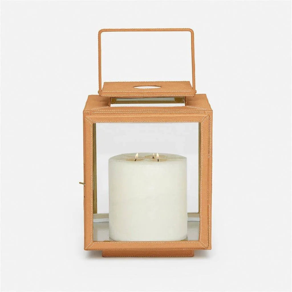 Pigeon and Poodle - PP002480 - Baden Candle Lantern - Baden - Aged Camel Full-Grain Leather