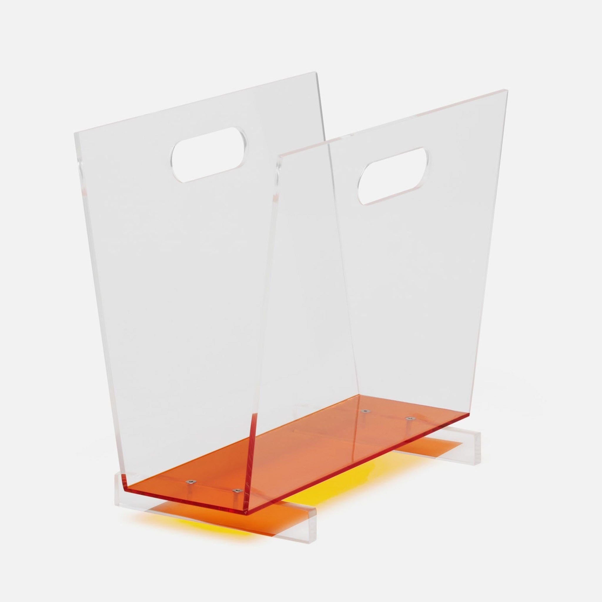 Pigeon and Poodle - PP005596 - Laurel Magazine Holder - Laurel - Clear/Tangerine Acrylic