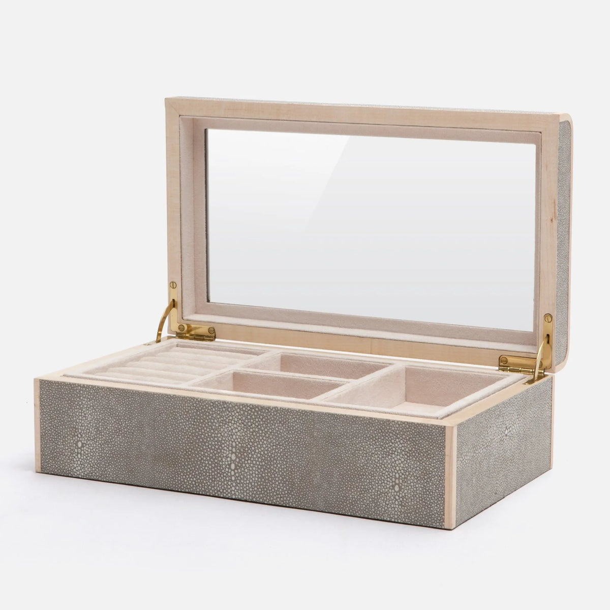 Pigeon and Poodle - PP002715 - Rennes Jewelry Box - Rennes - Sand Realistic Faux Shagreen