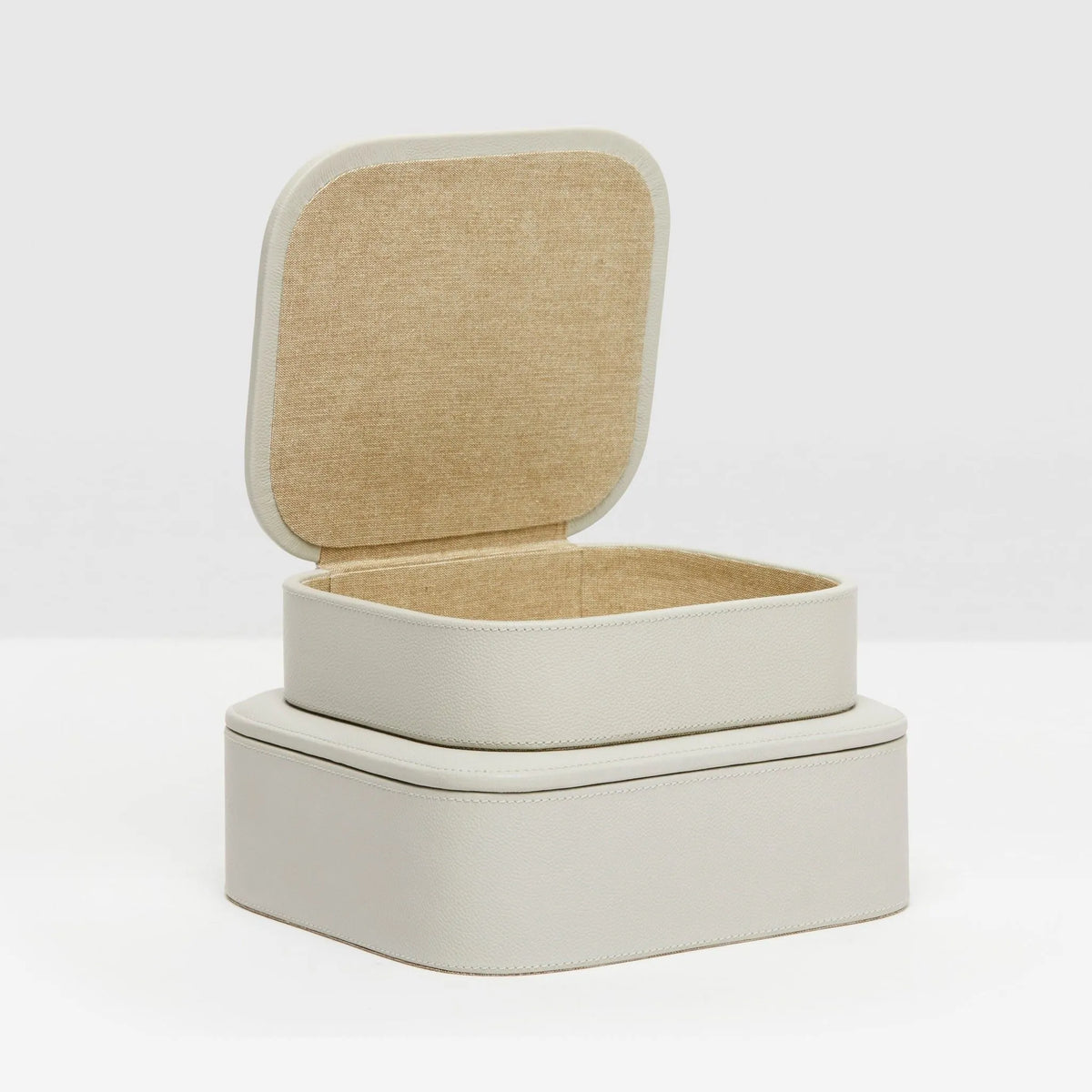 Pigeon and Poodle - PP002528 - Dozza Nested Boxes - Dozza - Light Gray Full-Grain Leather