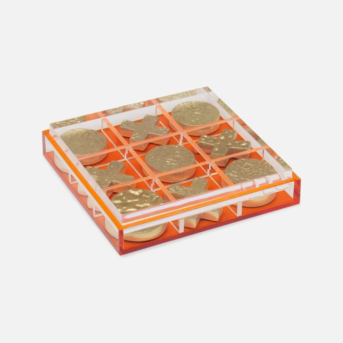 Pigeon and Poodle - PP006104 - Alzey Tic Tac Toe - Alzey - Clear/Tangerine Acrylic