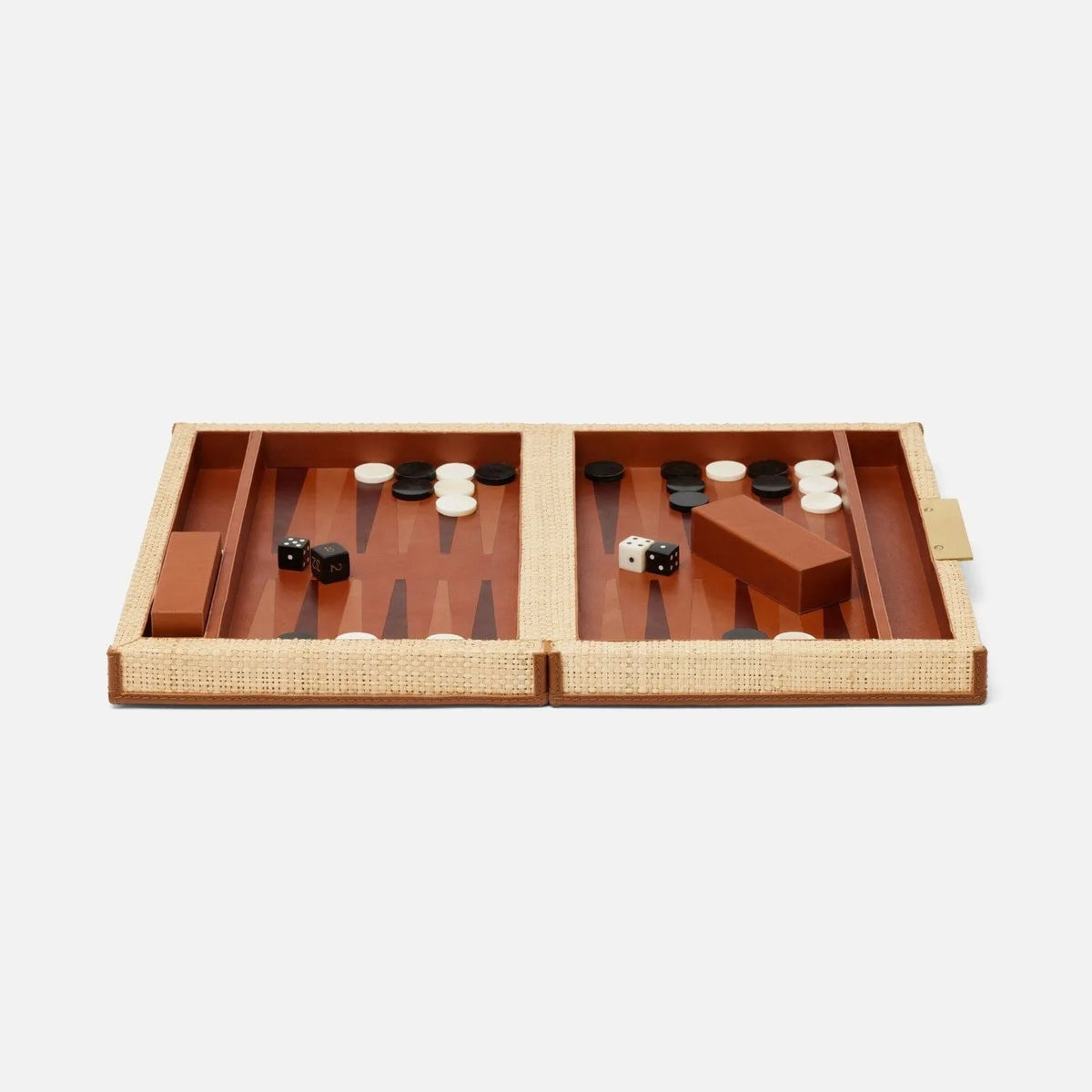 Pigeon and Poodle - PP007246 - Hanford Backgammon Game Set - Hanford - Natural Raffia/Saddle Leather