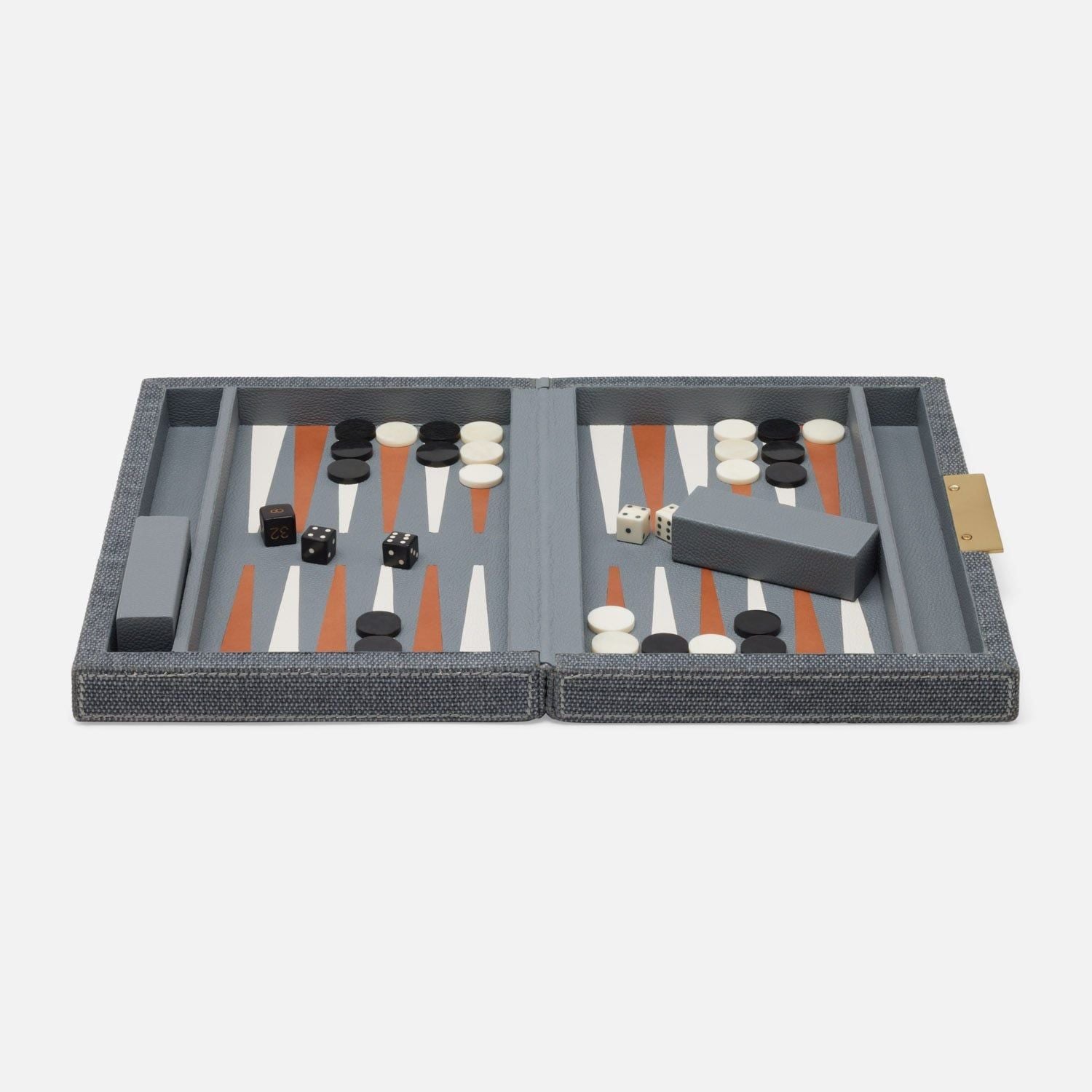 Pigeon and Poodle - PP006976 - Preston Backgammon Game Set - Preston - Slate Blue Cotton Jute