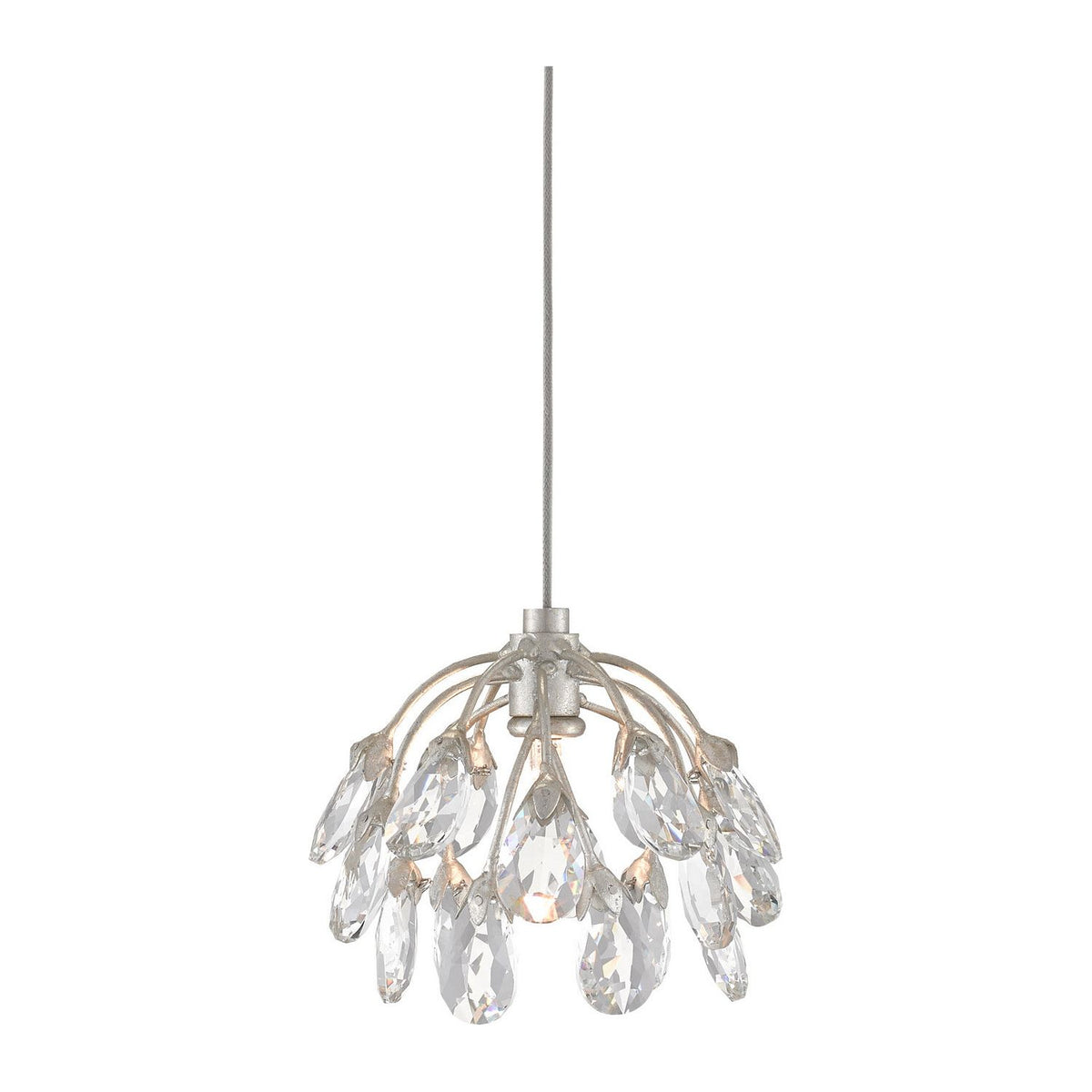 Currey and Company - 9000-0667 - One Light Pendant - Crystal - Crystal/ Contemporary Silver Leaf