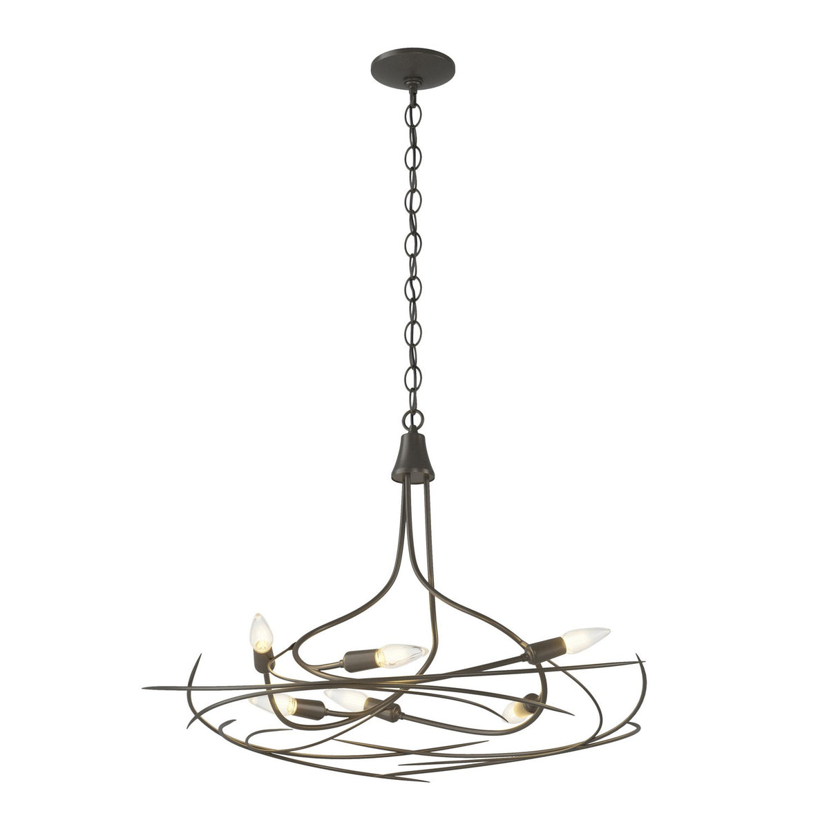 Hubbardton Forge - 101620-SKT-07 - Six Light Chandelier - Wisp - Dark Smoke