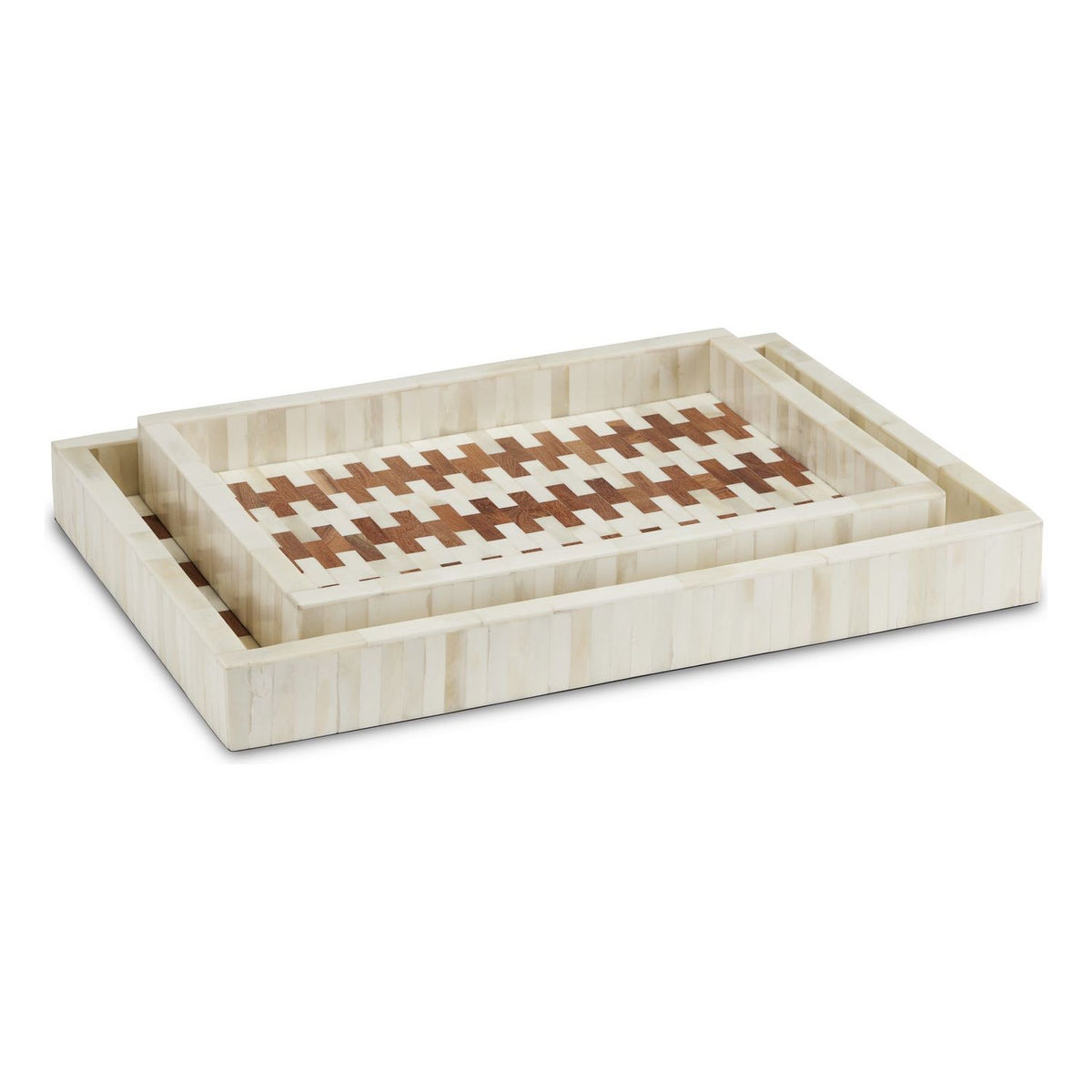 Currey and Company - 1200-0636 - Tray Set of 2 - Tia - White/Natural