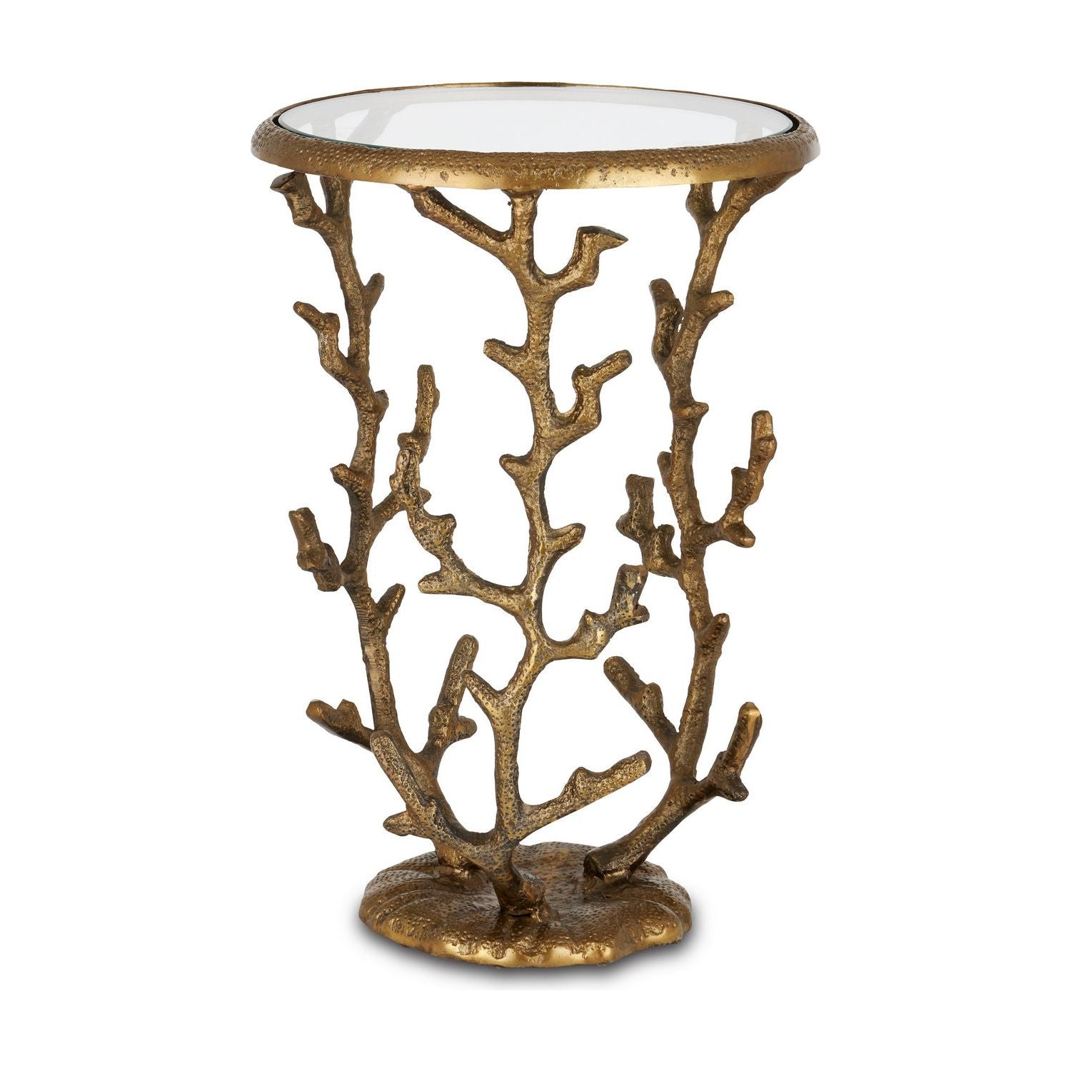 Currey and Company - 4000-0141 - Accent Table - Coral - Antique Brass