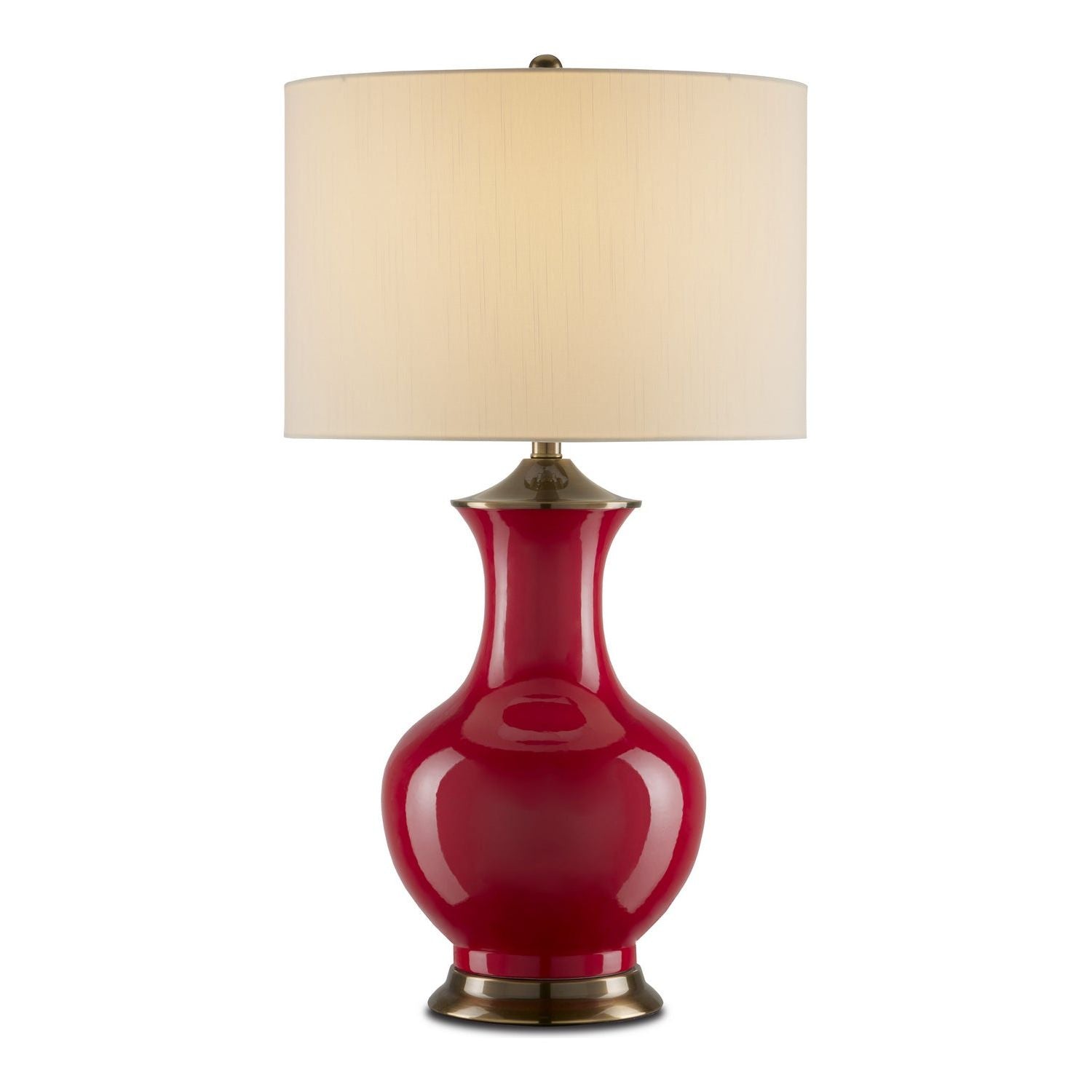 Currey and Company - 6000-0840 - One Light Table Lamp - Lilou - Red/Antique Brass