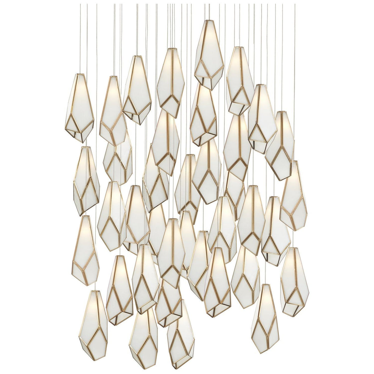 Currey and Company - 9000-1039 - 36 Light Pendant - Glace - White/Antique Brass