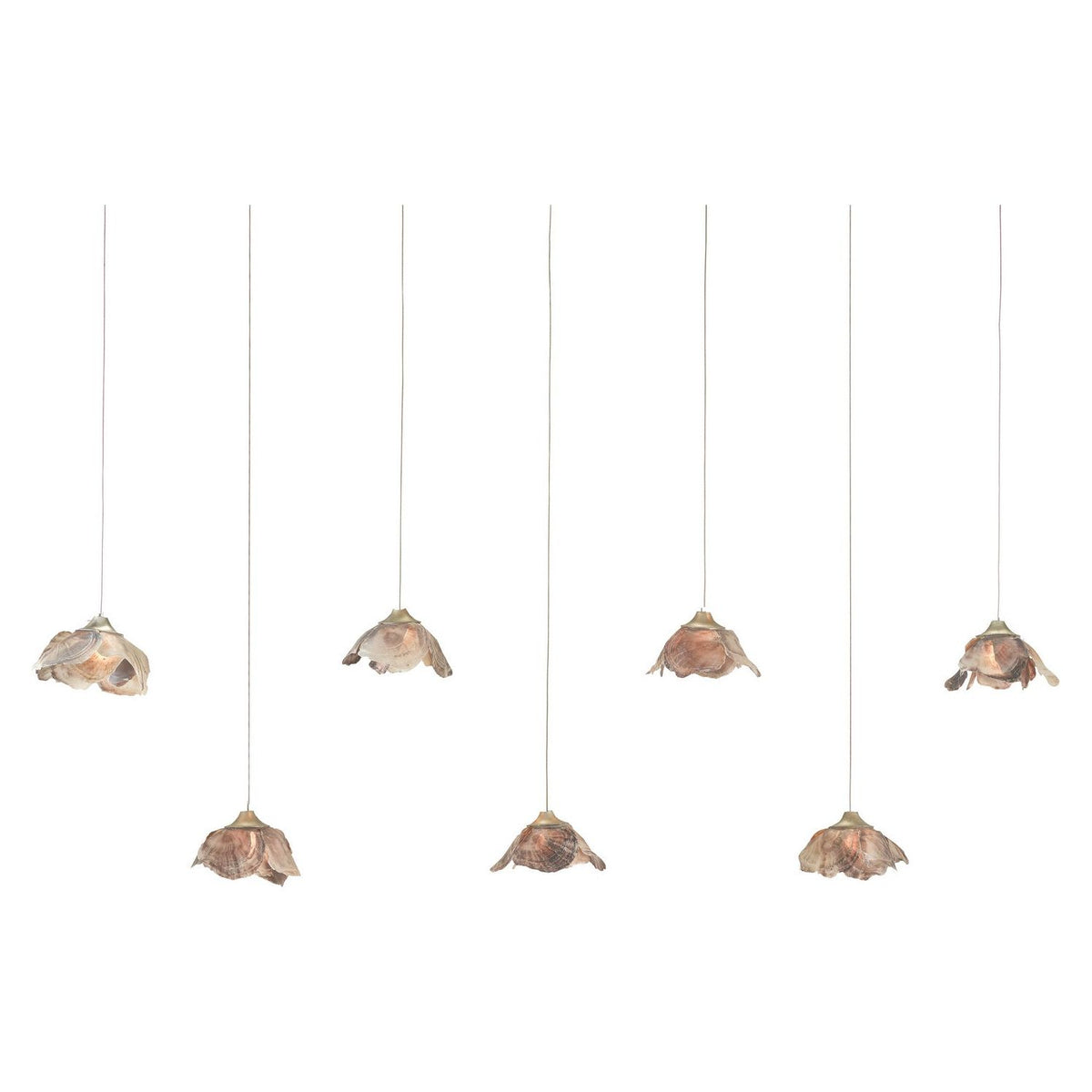 Currey and Company - 9000-1055 - Seven Light Pendant - Catrice - Natural Shell/Contemporary Silver Leaf